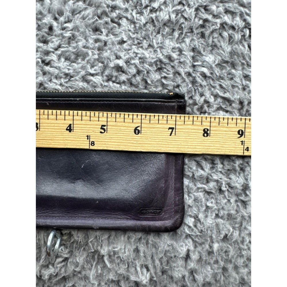 Vintage Coach Womens Leather Skinny Cosmetic Case Bag Pouch Wallet Black/Purple - Picture 7 of 9